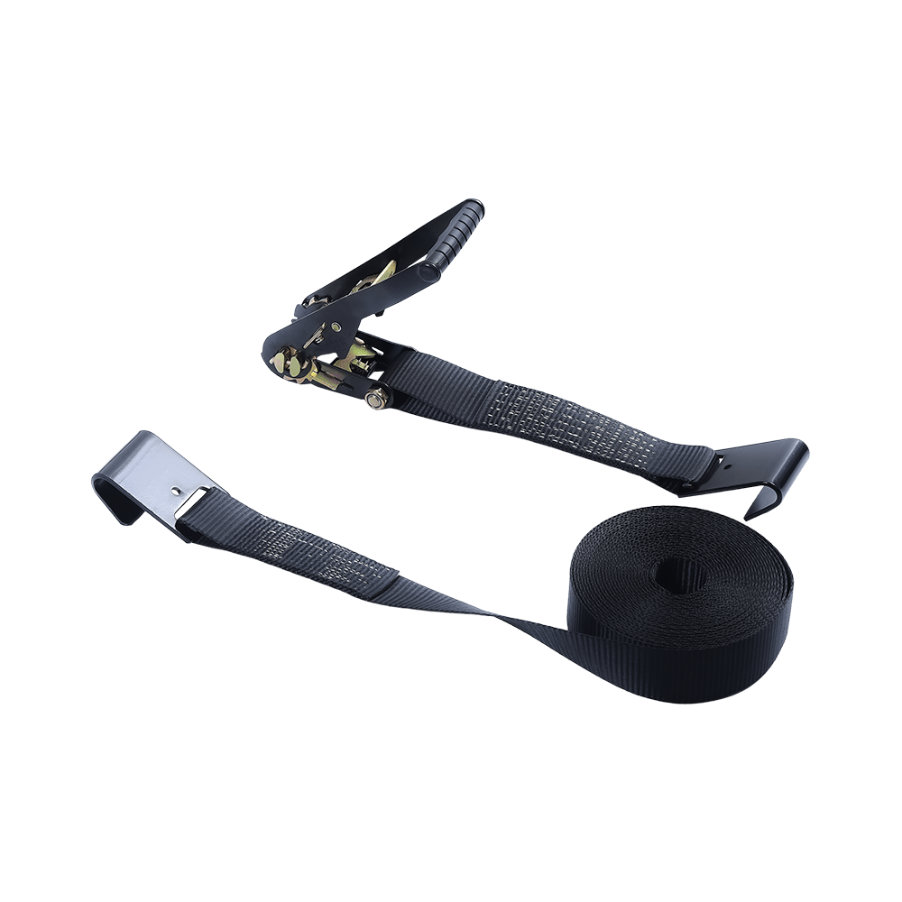 2' leictreafóiréis dubh Ratchet Buckle Strap le Crúcaí Maol