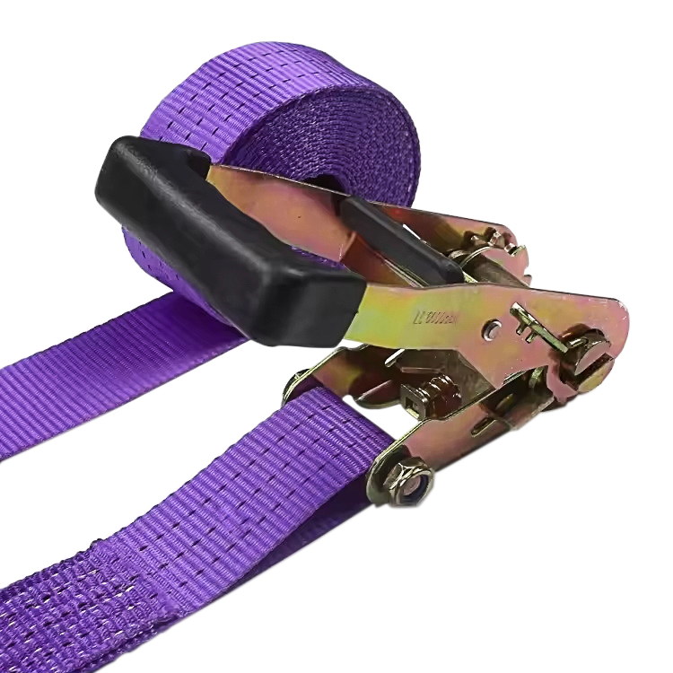 38mm 3t Corcra Finger Rubber Láimhseáil Ratchet Strap le Hooks Wire