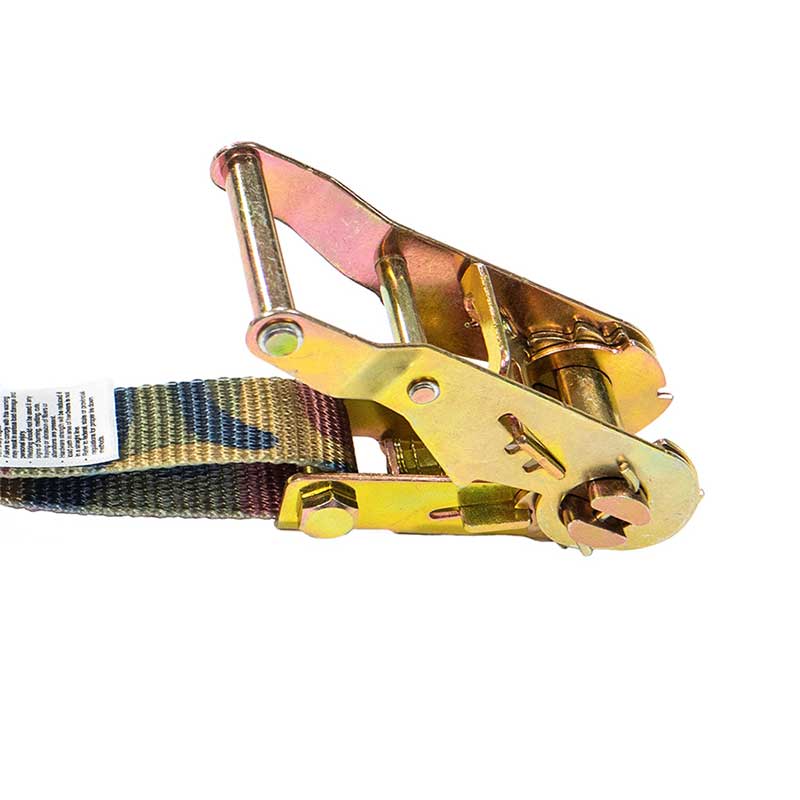 Strap Ratchet Láimhseála Iarainn Duaithníochta 1'' X 8' le S-Hook agus Coimeádán Vinyl-Brataithe