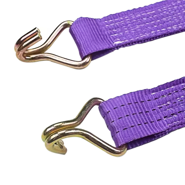 38mm 3t Corcra Finger Rubber Láimhseáil Ratchet Strap le Hooks Wire