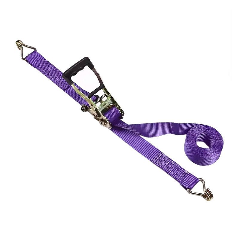38mm 3t Corcra Finger Rubber Láimhseáil Ratchet Strap le Hooks Wire