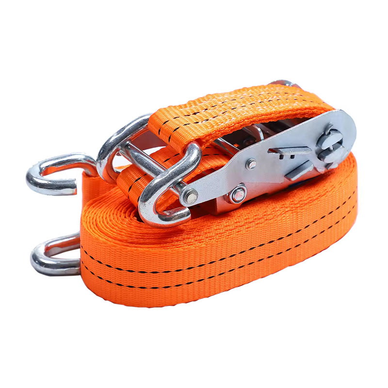 Láimhseáil Bán Sinc Gearr Cruach 2T Ratchet Strap U hook Deartha le haghaidh Iompar Cargo Truck Flatbed
