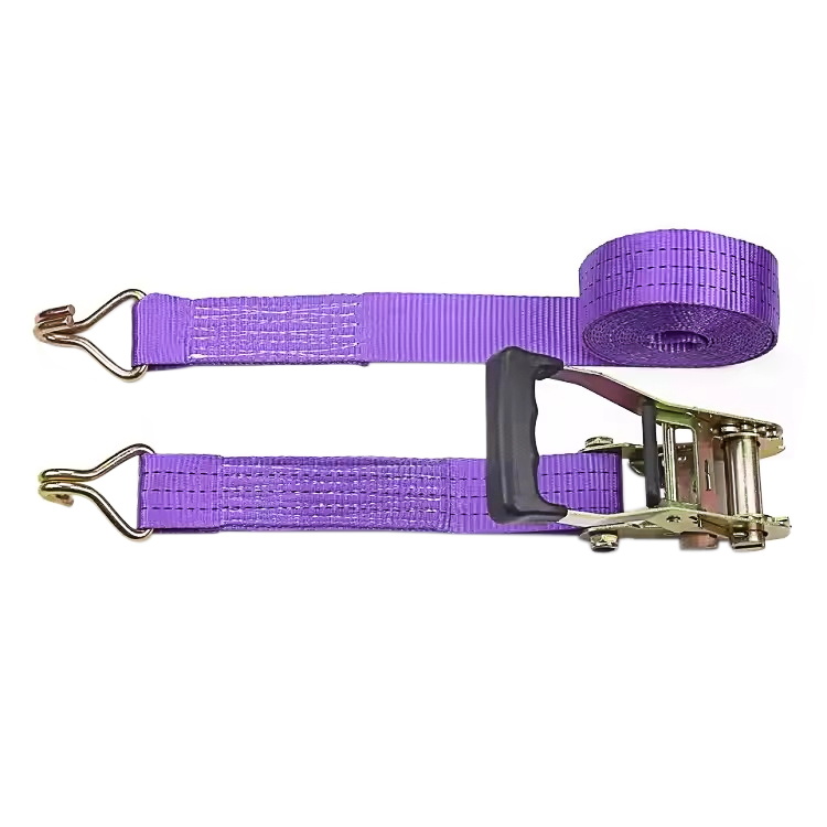 38mm 3t Corcra Finger Rubber Láimhseáil Ratchet Strap le Hooks Wire