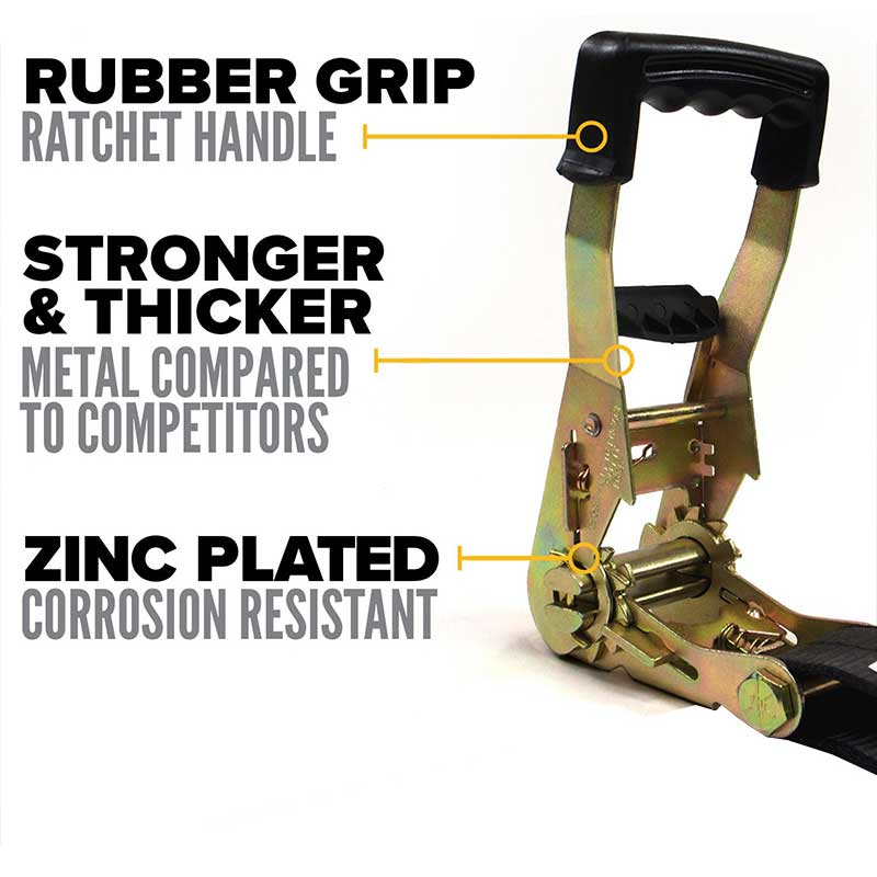 Líne Dubh 2' X 30' Strap Ratchet Thionscal Trom le Síneadh Slabhra