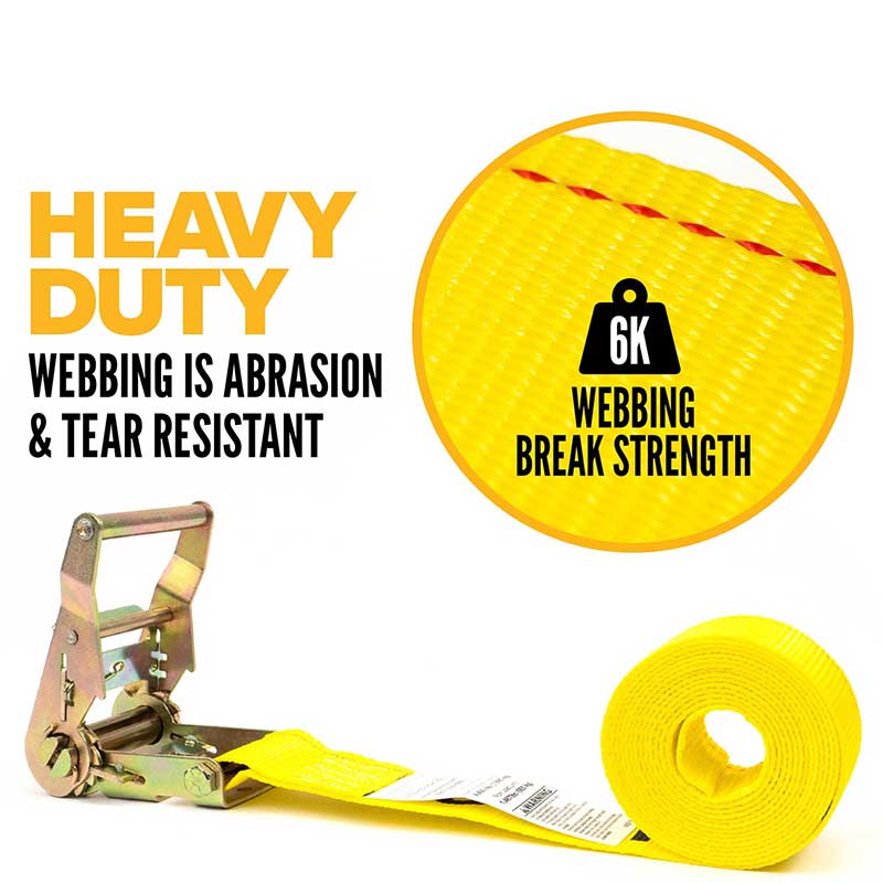 An Fórsa 2 X 10' Strap Ratchet Gan Deireadh Buí
