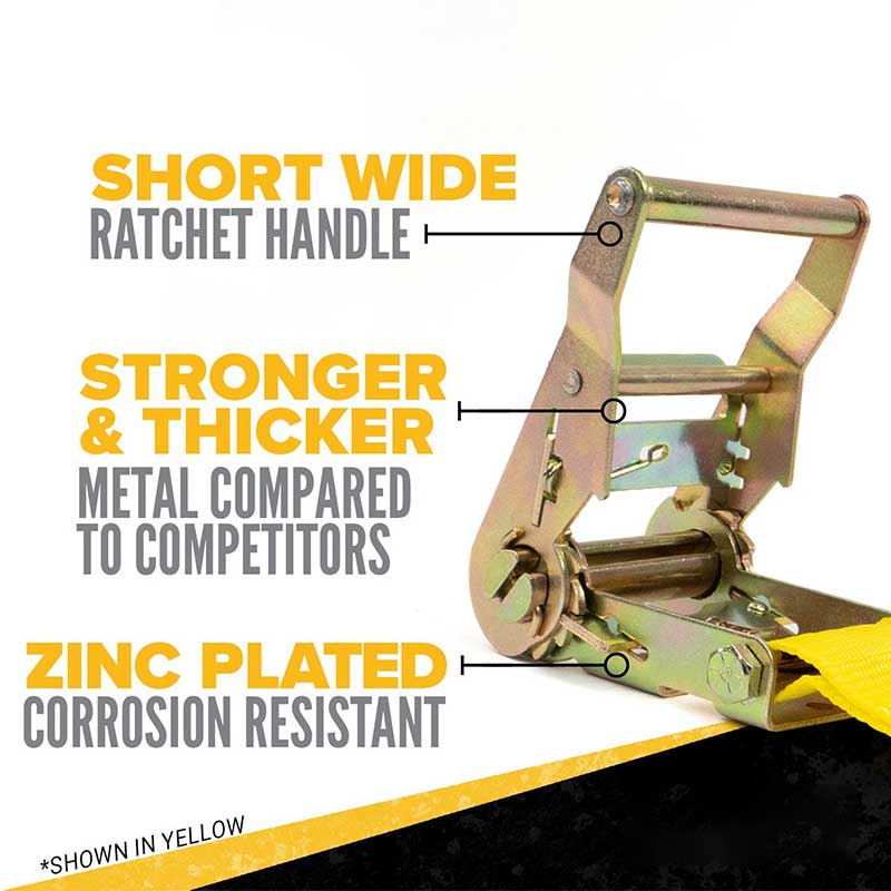 An Fórsa 2 X 10' Strap Ratchet Gan Deireadh Buí