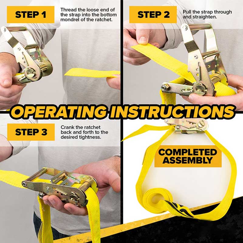 An Fórsa 2 X 10' Strap Ratchet Gan Deireadh Buí