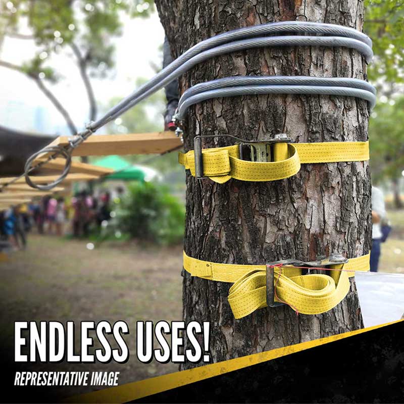 An Fórsa 2 X 10' Strap Ratchet Gan Deireadh Buí