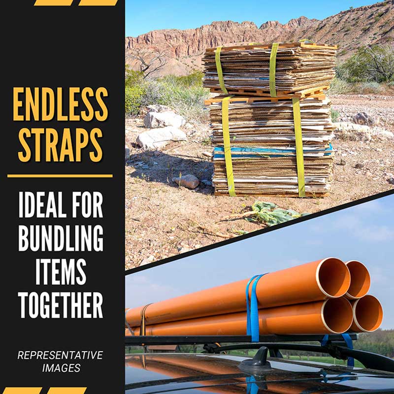 An Fórsa 2 X 20' Strap Ratchet Gan Deireadh Buí Trom Dualgas
