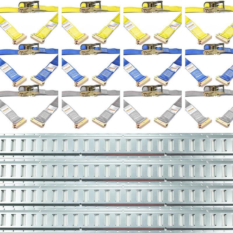 An 4-Pacáiste 5FT Galvanized Rails Ratchet Straps E -Track Kit